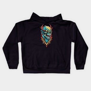 Vintage Colored Morbid Skull Face Kids Hoodie